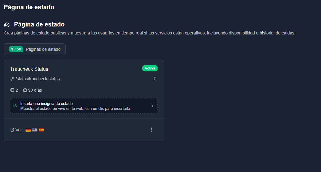 Página de estado pública